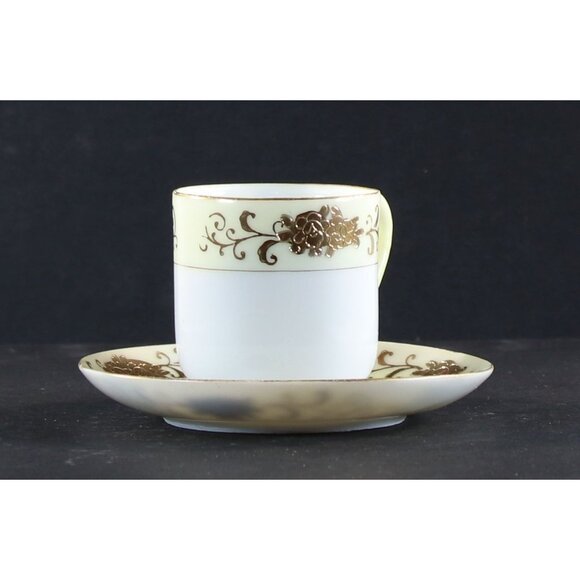 Teacup and Saucer Demitasse 1950s Japan Hand Painted 24k Gold Trim GC - Picture 7 of 12